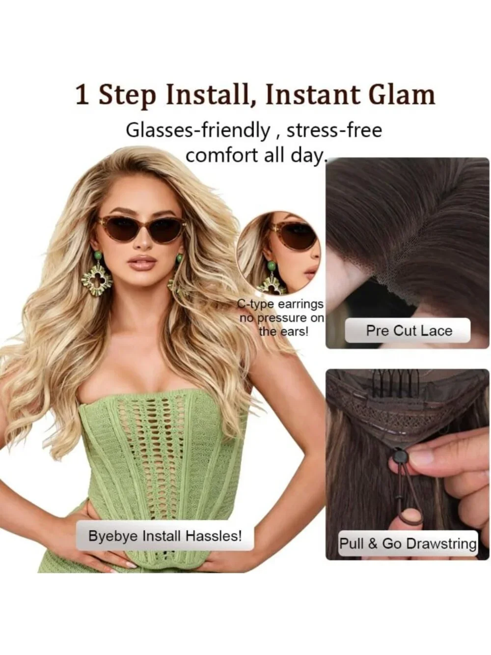 26-Inch Ash Blonde Glueless Lace Front Wig | Easy Wear & Go, Soft Fiber for